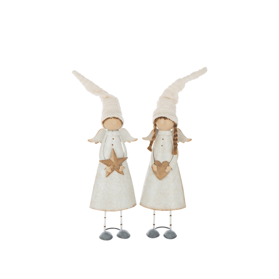 J-line Engel Met Hart/ster Wit 59cm Assortiment