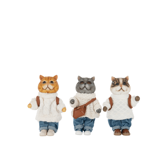 J-line Decoratief Element Kat met tas 24cm Assortiment