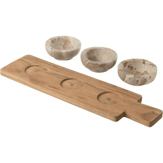 J-line Kruidenset Marmer Beige/naturel 44,5x12cm