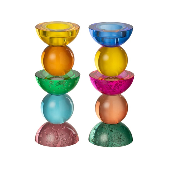 J-line Kaarsenhouder Glas 21cm Assortiment