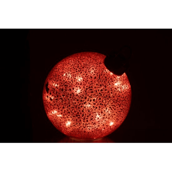 J-line Kerstbal Led Glas Kerstrood 20cm