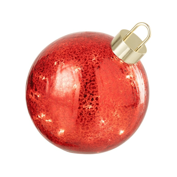 J-line Kerstbal Led Glas Kerstrood 20cm