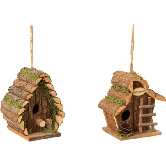 J-line Vogelhuis Dennenhout Naturel 17cm Assortiment