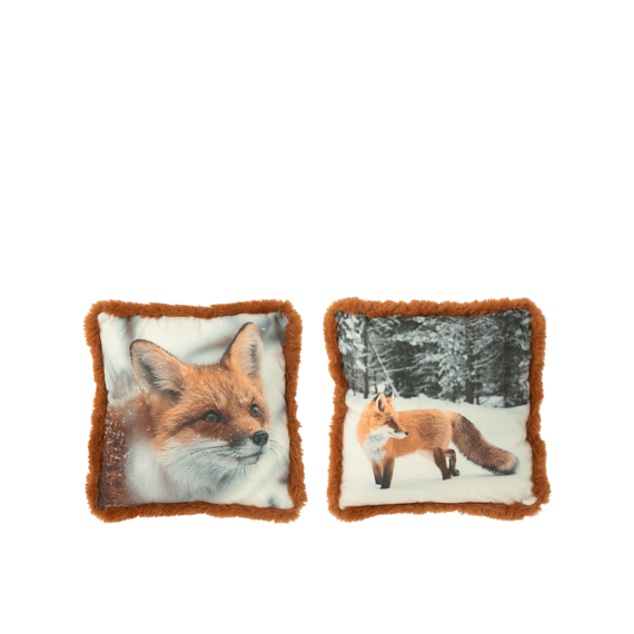 J-line Kussen Vos Bruin/cognac 40x40cm Assortiment