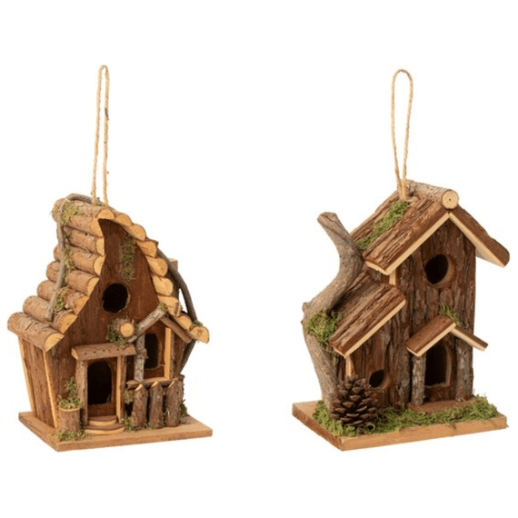 J-line Vogelhuis Dennenhout Naturel 25cm Assortiment