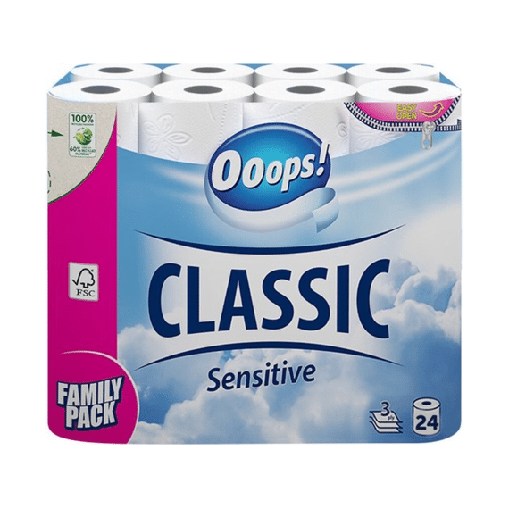 Oooops! Toiletpapier Classic Sensitive 3-laags 24 Rollen