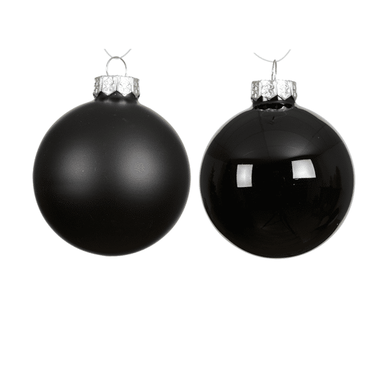 Decoris Kerstballen Set Glas 8cm Zwart 6 stuks