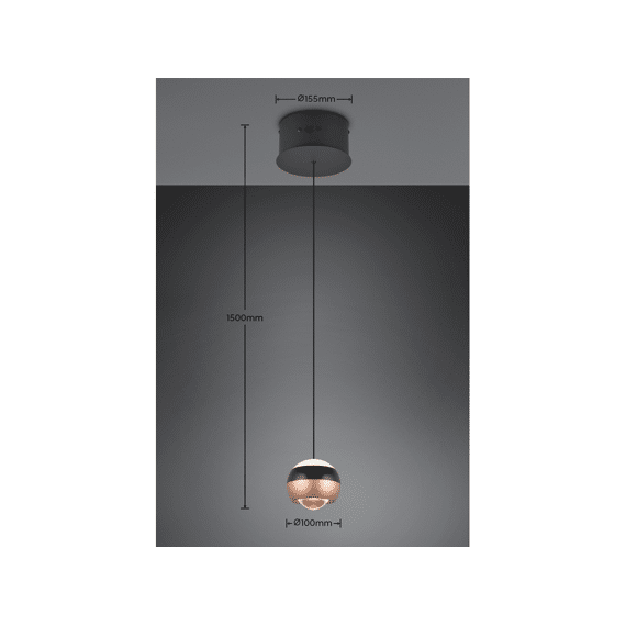 Trio Select Hanglamp Orbit incl. 1 X LED 8 Watt 2300+3000+4000K 960 Lm.