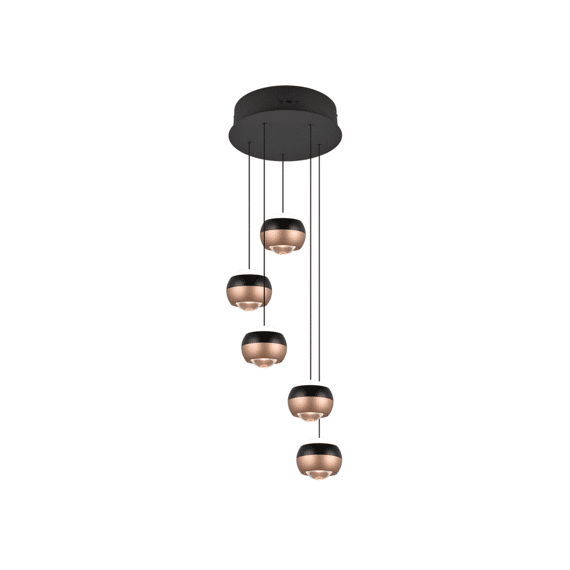Trio Select Hanglamp Orbit incl. 5 X LED 8 Watt 2300+3000+4000K 960 Lm.