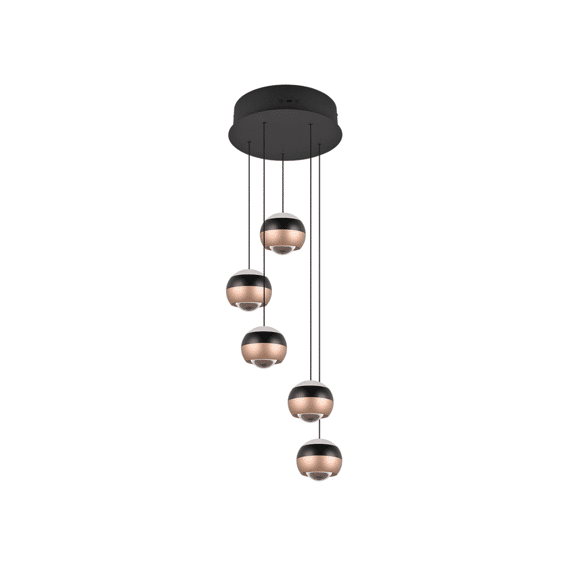Trio Select Hanglamp Orbit incl. 5 X LED 8 Watt 2300+3000+4000K 960 Lm.