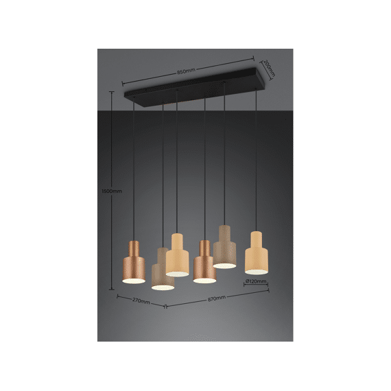 Trio Hanglamp Agudo 6xe27 Max.40 W metaal Taupe