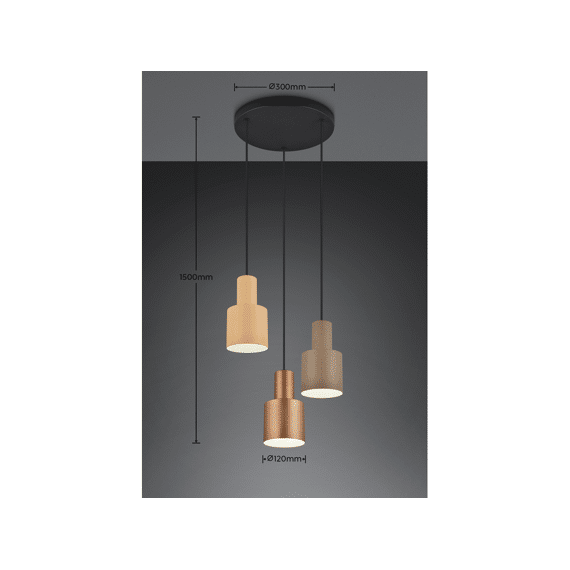 Trio Hanglamp Agudo 3xe27 Max.40 W metaal Taupe
