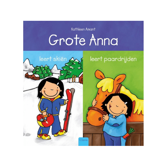 Grote Anne Leert Skiën En Grote Anna Leert Paardrijden