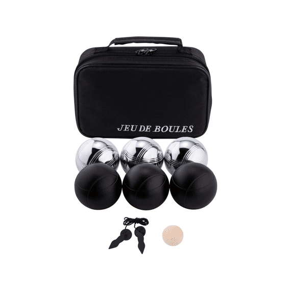 Petanquespel met 6 Ballen In Tas (3 Zwart/3 Zilver)