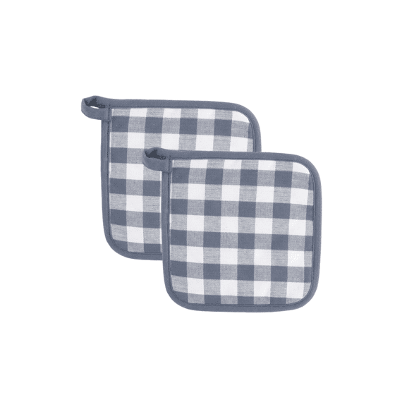 Tiseco Pannenlap Gingham 20x20cm Set/2, Blauw