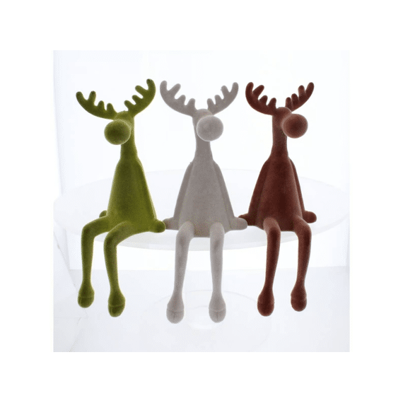 Sculptuur Hert Zittend Groen/d.oranje/l.taupe A3 Flocked