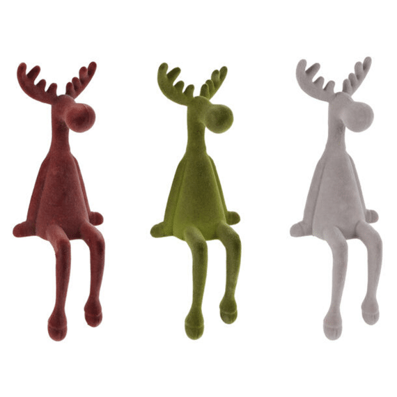 Sculptuur Hert Zittend Groen/d.oranje/l.taupe A3 Flocked