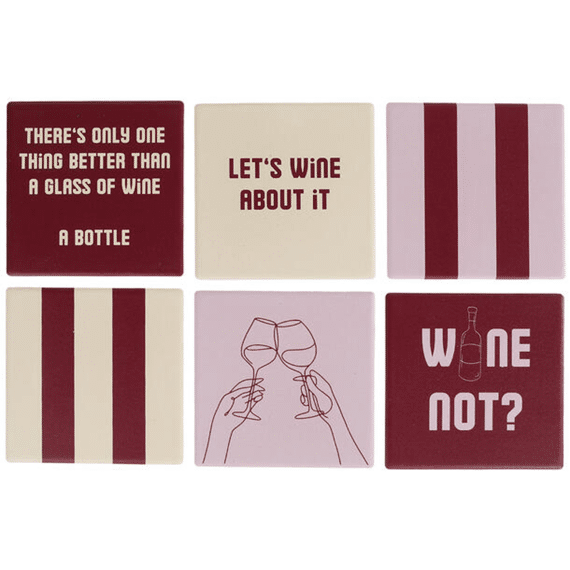 Onderzetter Wine Met Tekst A6 Aardew 10x10x0,7cm