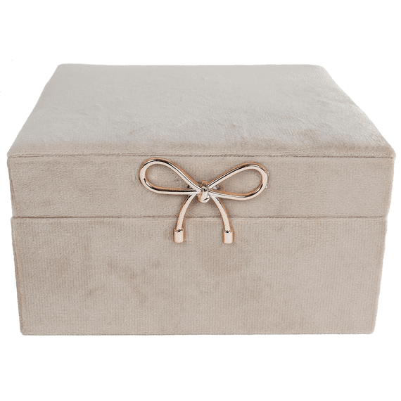 Sieradendoos Aukje Met Spiegel Grijs Fluweel 25x16x8cm