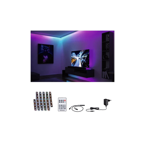 Paulmann Led Strip Set 1,5m Dynamic Rainbow Rgb Ip20 4,8w 12v Dc Zwart Metaal