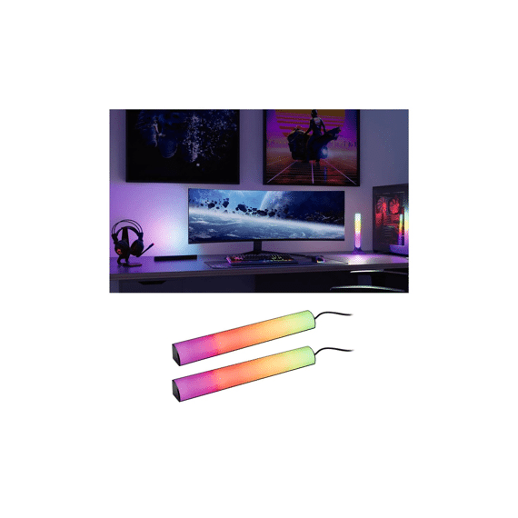 Paulmann Lightbar Set 2x30cm Dynamic Rainbow Rgb 2x0,6w 230/5v Dc Zwart Alu Kst