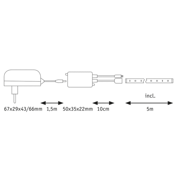 Paulmann Dynamic Led Strip Set 5m Rainbow Rgb Ip20 10,5w 12v Dc Zwart Metaal