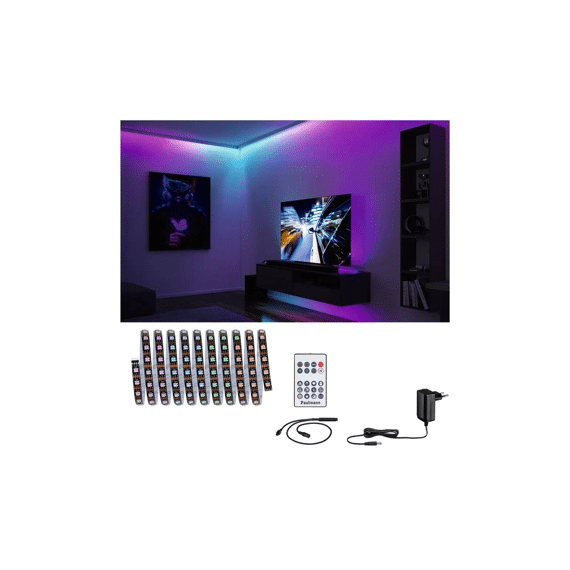Paulmann Led Strip Set 3m Dynamic Rainbow Rgb Ip20 8,5w 12v Dc Zwart Metaal