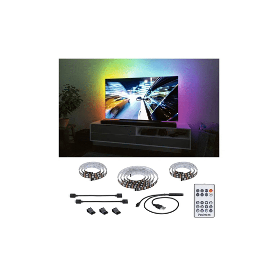 Paulmann Usb Tv Strips 65 Inch Dynamic Rainbow Rgb 4w 5v Zwart