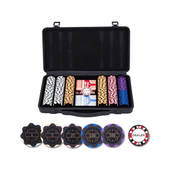 Pokerset In Zwarte Koffer Met 300 Chips Met Waarde 14 Gram