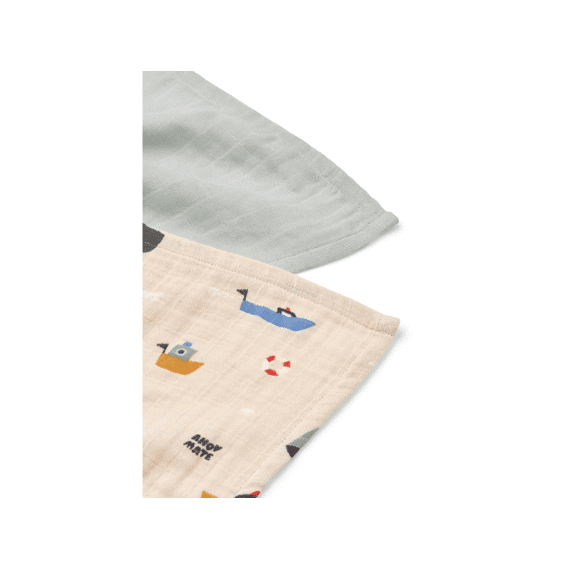 Liewood Lewis Tetradoek 2-pack Sailing / Dove Blue Mix