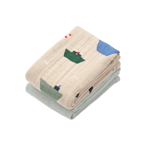 Liewood Lewis Tetradoek 2-pack Sailing / Dove Blue Mix