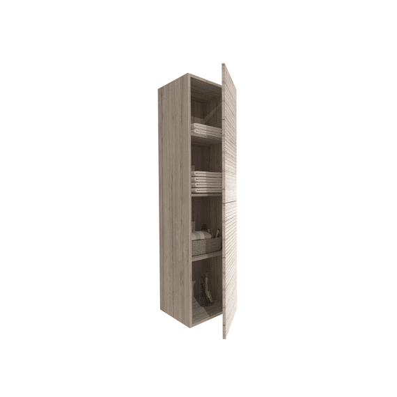 Elite Kolomkast Met Horizontaal Reliëf (160cm) - Licht Hout