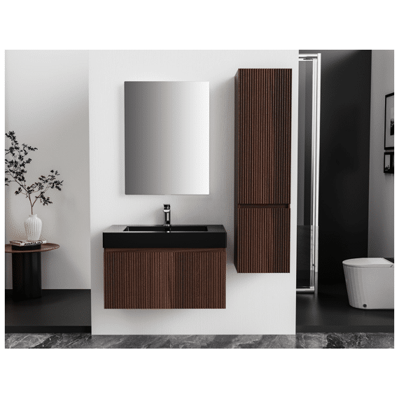 Aloni Ela Wastafelonderkast - 1 Lade - Greeploos - Soft Close - 80x40x45 Cm - Wenge