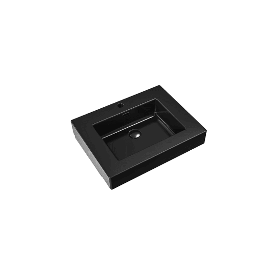 Aloni Wastafel - 1 Wasbak - Met Overloop - 1 Kraangat - Kunstmarmer - 60x10x46 Cm - Mat Zwart