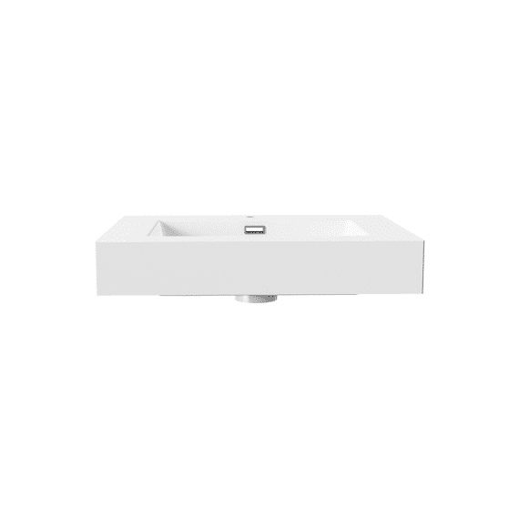 Aloni Wastafel - 1 Wasbak - Met Overloop - 1 Kraangat - Kunstmarmer - 60x10x46 Cm - Mat Wit