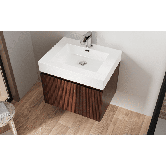 Aloni Wastafel - 1 Wasbak - Met Overloop - 1 Kraangat - Kunstmarmer - 60x10x46 Cm - Mat Wit