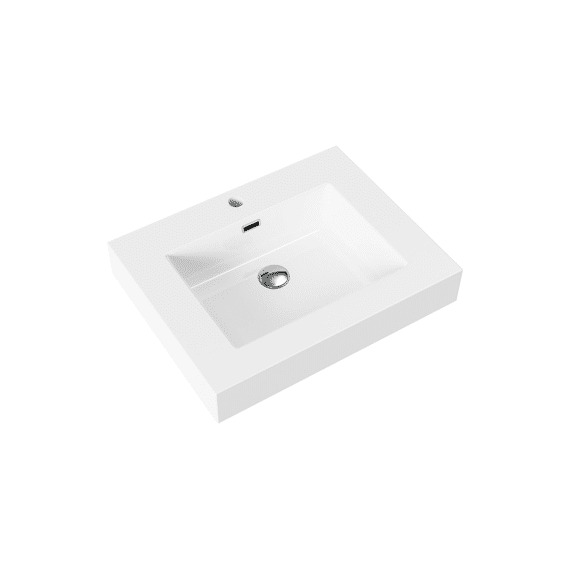 Aloni Wastafel - 1 Wasbak - Met Overloop - 1 Kraangat - Kunstmarmer - 60x10x46 Cm - Glanzend Wit