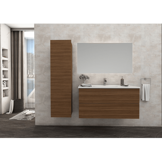 Elite Onderkast Met Horizontaal Reliëf (80cm) - Walnoot