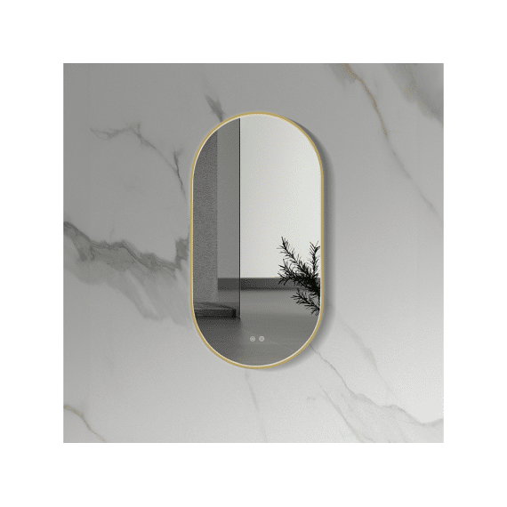 Aloni Ovale Led-spiegel Met Verwarming (100x50cm) Geborsteld Goud
