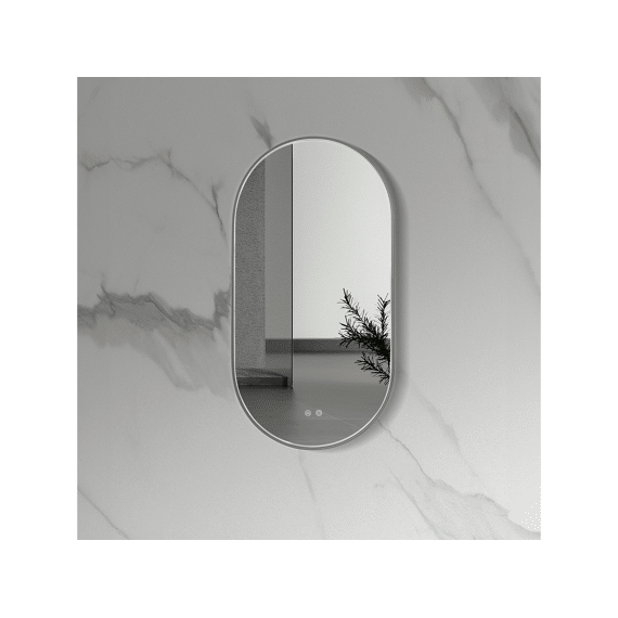 Aloni Ovale Led-spiegel Met Verwarming (100x50cm) Gunmetal Grijs