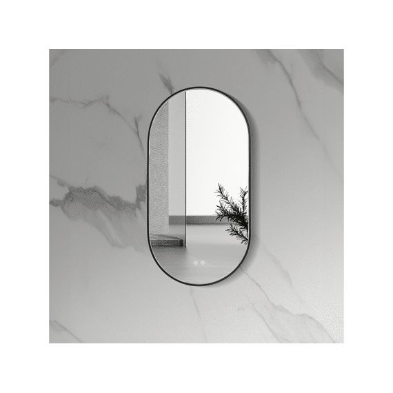 Aloni Ovale Led-spiegel Met Verwarming (100x50cm)  Mat Zwart