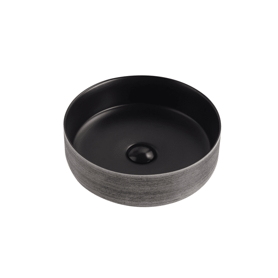 Aloni Turo Waskom Met Reliëf -  Keramiek - 36x12x36 Cm - Grijs/mat Zwart