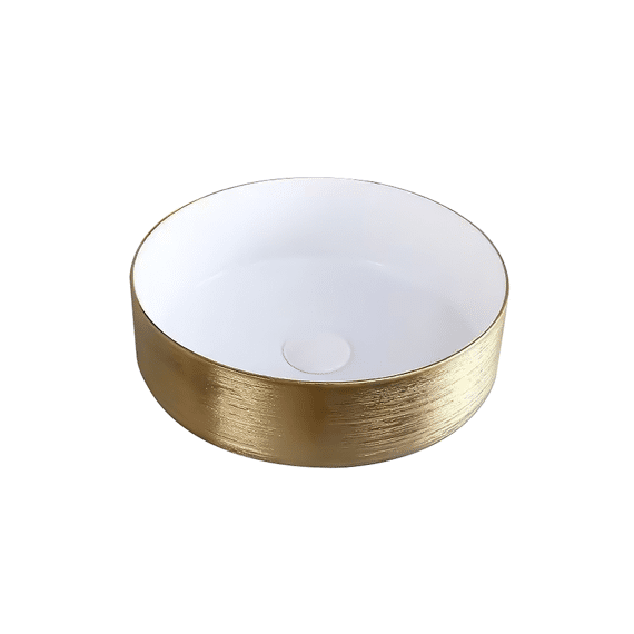 Aloni Turo Waskom Met Reliëf -  Keramiek - 36x12x36 Cm - Goud/glanzend Wit