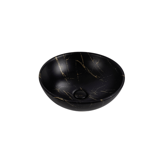 Aloni Tivra Waskom  -  Keramiek - 38x13x38 Cm - Zwart/goud Marmer