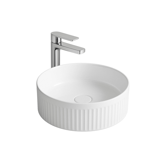 Aloni Muffly Waskom Met Ribbel -  Keramiek - 37x13x37 Cm - Glanzend Wit