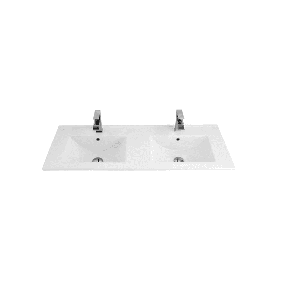 Keramische Wastafel Dubbel (46x120cm) - Wit