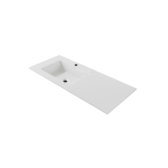 Wonda Square Slim Wastafel - 1 Wasbak Links - Kunstmarmer - 120x1.6x52.5 Cm - Mat Wit