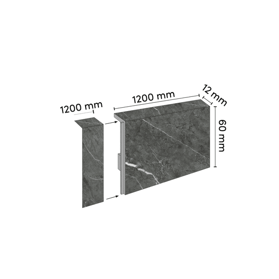 Rigid Plint Black Marble 1200x12x60mm 2.40m