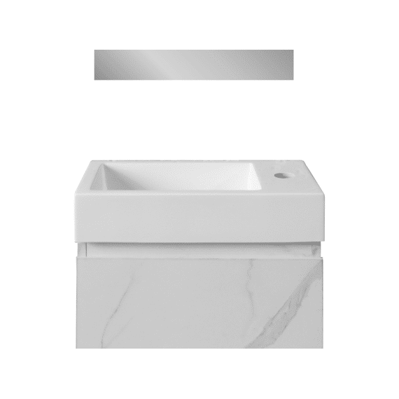 Aloni Fontein - Zonder Overloop - Kunstmarmer - 40x10x22,5cm - Glanzend Wit