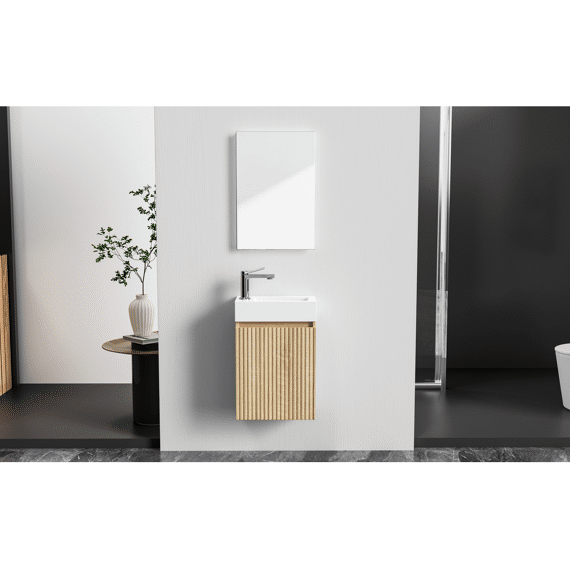 Aloni Mikaro Toiletspiegel - Met Lijst - 40x60x1.9 Cm - Licht Eiken